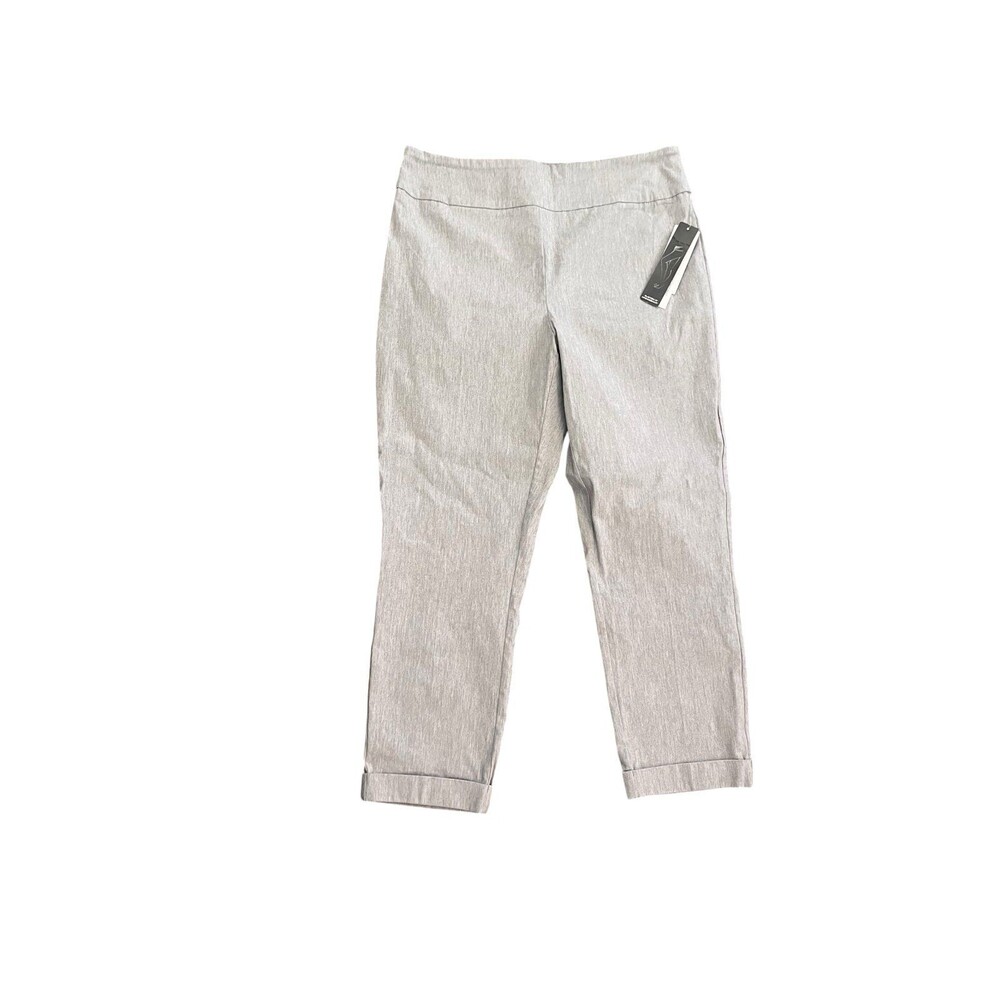 Tribal Fia Flatten It Pull On Cropped Pants Heathered Stretch Cuffed Gray 14 - Picture 2 of 9